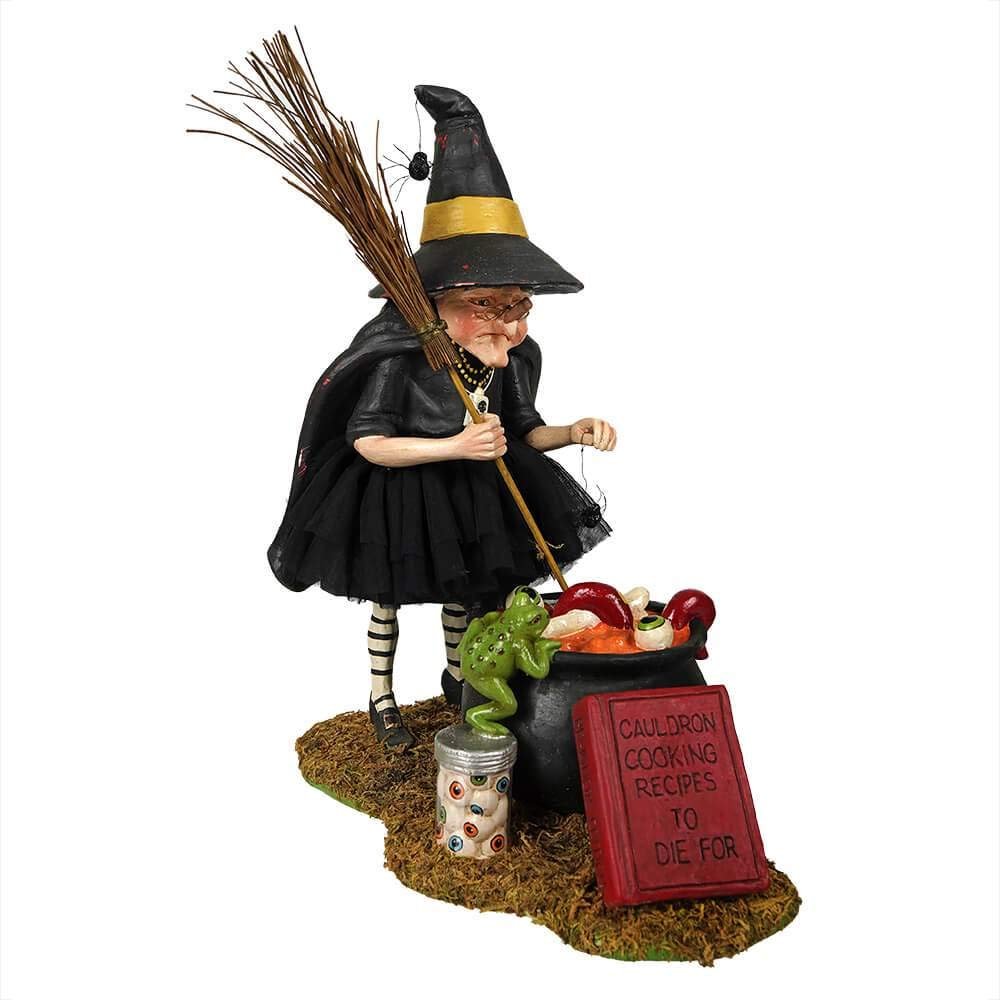 Bethany Lowe 11.75" Cauldron Chef Witch Brew Broom Frog Halloween Figurine Decor