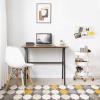 Alecono Computer 35'' Study Writing Small Spaces Modern Simple Metal Frame Rustic Brown Desk, Caramel view 2