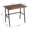 Alecono Computer 35'' Study Writing Small Spaces Modern Simple Metal Frame Rustic Brown Desk, Caramel view 3