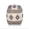 Steve Silver Co Dalia Square Handwoven Contemporary Style Pouf, for The Living Room, Bedroom and Kids Room, 18" L x 18" W x 18" H, Beige/White/Black view 1