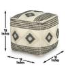 Steve Silver Co Dalia Square Handwoven Contemporary Style Pouf, for The Living Room, Bedroom and Kids Room, 18" L x 18" W x 18" H, Beige/White/Black view 3