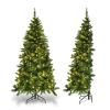 Goplus 6ft Prelit Half-Shape Christmas Tree, Premium 427 PVC Needles Artificial Tree, with 250 LED Lights, Metal Stand, for Xmas Indoor Decoration view 1