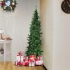 Goplus 6ft Prelit Half-Shape Christmas Tree, Premium 427 PVC Needles Artificial Tree, with 250 LED Lights, Metal Stand, for Xmas Indoor Decoration view 2