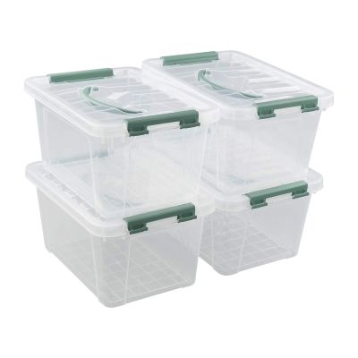 AnnkkyUS 4-Pack 6 Quarts Clear Storage Box Tote, Plastic Bins with Lids
