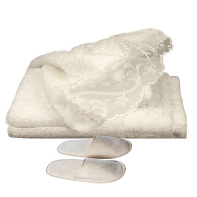 Armani International Hand Towel Laced + Slippers Bonjour Paris Collection Crafted in Europe