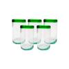 Set Of Six Blown Glass Glasses With Green Rim view 1