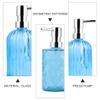 Cabilock Glass Soap Dispenser Pump Bottle Vertical Stripe Refillable Liquid Soap Dispenser for Kitchen Bathroom and Home Decor Elegant and Reusable Pump view 3