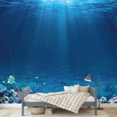SIGNWIN Wall Mural Underwater with Coral Reef and Colorful Fish Removable Self-Adhesive Wallpaper Wall Decoration for Bedroom Living Room - 66x96 inches