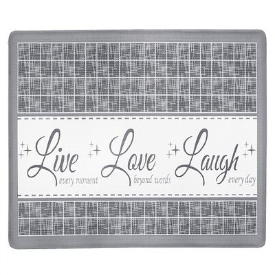 Anti-Fatigue Floor Comfort Mat - 18 x 30 Inch (Live, Love, Laugh Grey) - Waterproof Non-Slip Rug - Easy to Clean Cushioned Mat for Kitchen, Bathroom, Standing Desk & Office - Achim Home Decor