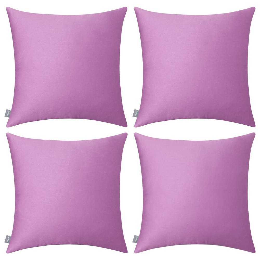 4-Pack 100% Cotton Comfortable Solid Decorative Throw Pillow Case,Thmyo Square Cushion Cover Pillowcase Sublimation Blank Pillow Covers DIY Throw Pillowcase(24x24 inch/ 60x60cm, Pinkish Purple)