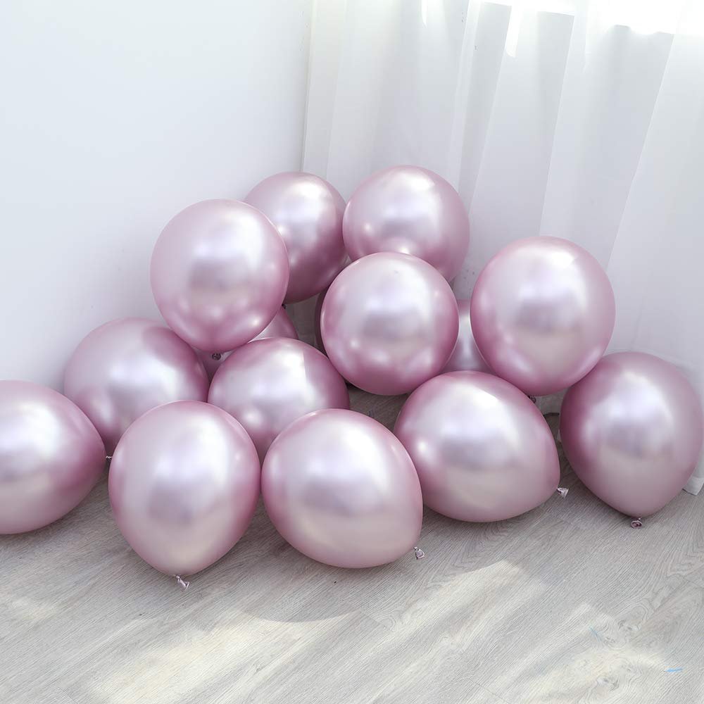 Metallic Lilac Purple Balloons for Party 100 pcs 5 inch Thick Latex Chrome Balloons for Birthday Wedding Engagement Anniversary Christmas Festival Picnic or Any Friends & Family Party Decorations