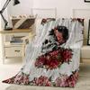 Koupin Life Soft Fuzzy Fleece Throw Blankets Red Flower Mexican Skull Headband Warm Cozy Lightweight Blanket for Sofa Bedroom Bed Couch Decor Retro Floral, 40x50in view 2