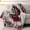 Koupin Life Soft Fuzzy Fleece Throw Blankets Red Flower Mexican Skull Headband Warm Cozy Lightweight Blanket for Sofa Bedroom Bed Couch Decor Retro Floral, 40x50in view 4
