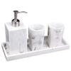 1set Marble Pattern Bathroom Soap Dispenser Organizer Tray with Cups Elegant Wash for Home Hotel Kitchen and Office Use view 1