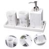 1set Marble Pattern Bathroom Soap Dispenser Organizer Tray with Cups Elegant Wash for Home Hotel Kitchen and Office Use view 4