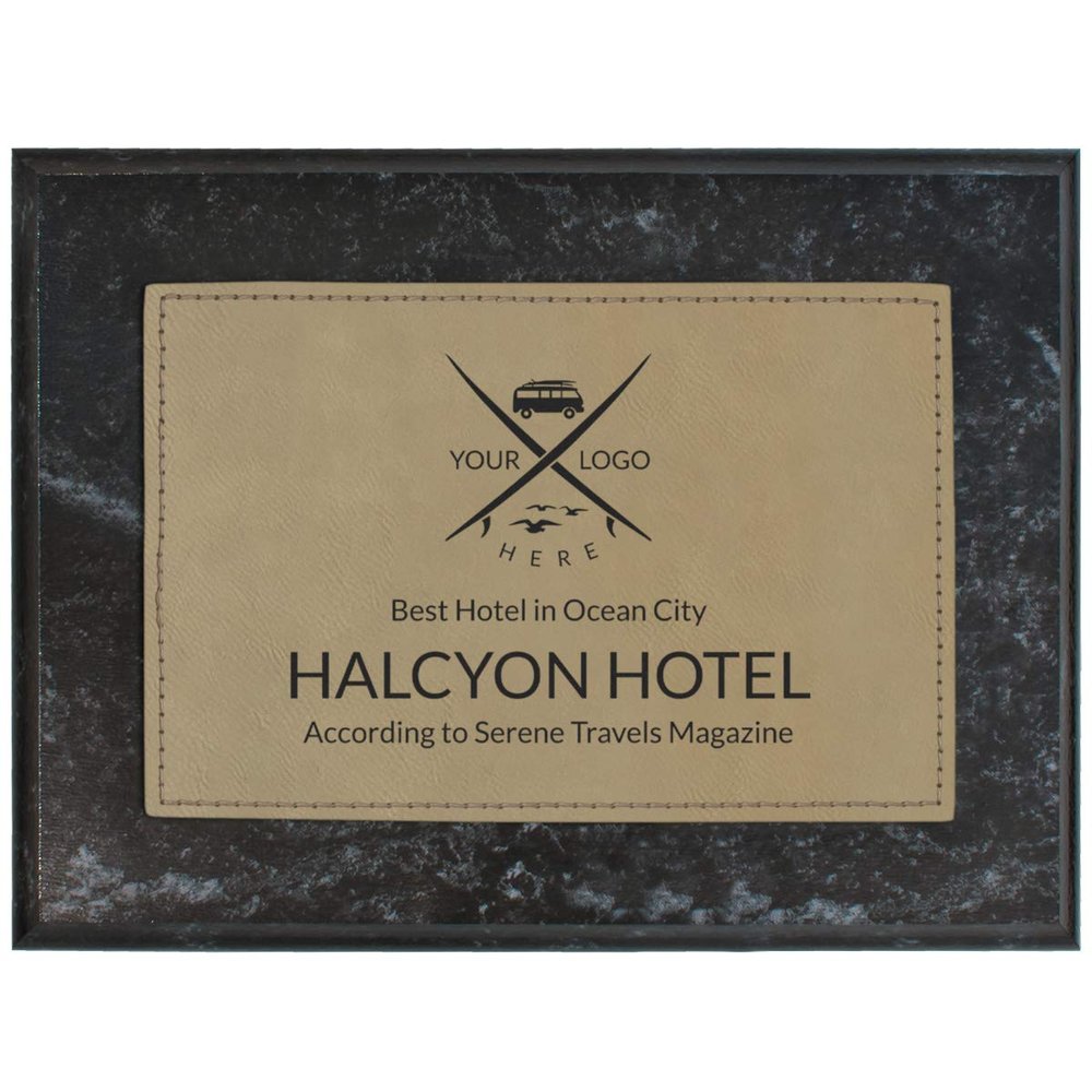 Personalized Faux-Leather Engraved Plaques and Awards. Great for Retirement, Thank You, Military Recognition, Special Achievements, Memorials, Sports, School, and Corporate (Light Brown, 6 x 8")