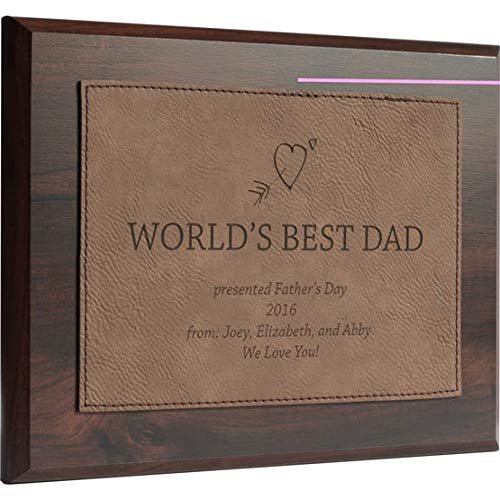 Personalized Faux-Leather Engraved Plaques and Awards. Great for Retirement, Thank You, Military Recognition, Special Achievements, Memorials, Sports, School, and Corporate (Dark Brown, 6 x 8")