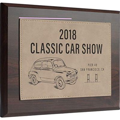Personalized Faux-Leather Engraved Plaques and Awards. Great for Retirement, Thank You, Military Recognition, Special Achievements, Memorials, Sports, School, and Corporate (Light Brown, 8 x 10")