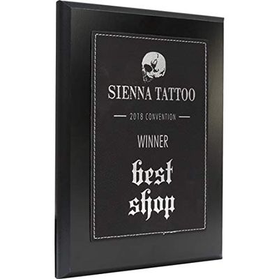Personalized Faux-Leather Engraved Plaques and Awards. Great for Retirement, Thank You, Military Recognition, Special Achievements, Memorials, Sports, School, and Corporate (Black, 9 x 12")