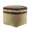 L.R. Resources Inc LR Home Canvas/Brown Bordered Cotton Ottoman Pouf for Home Decor | Hand-Made Industrial Foot Rest for Bedroom & Living Room Decor | 20 x 20 x 20 Stuffed Pouf for Seating view 1