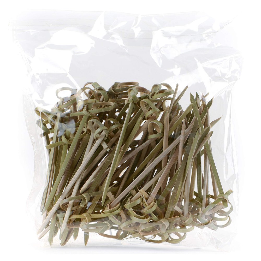 [2000 PACK] Bamboo Wood Knot Cocktail Skewer Picks - 3.5 Inches Great for Appetizers, Parties, Samplers, Hors' D'oeuvre, Snacks, Cheese, Biodegradable