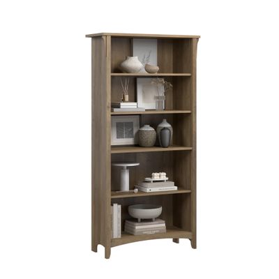 Bush Home Salinas 5 Shelf Bookcase in Reclaimed Pine, Tall Bookshelf, Large Book Shelf for Living Room, Home Office, or Entryway