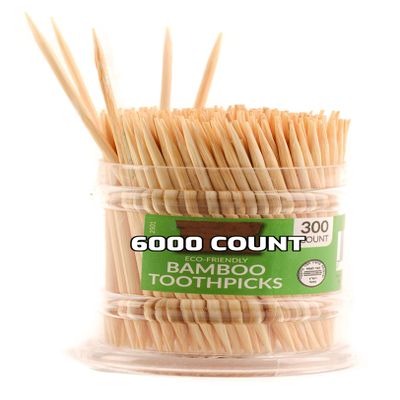 [6000 Pack] Bamboo Toothpicks Wooden - Easy to use Dispenser - Great for Parties, Catering, Dinner, Lunch, Restaurants, Fruit Cocktails, Dessert, Barbecue and Teeth Cleaning