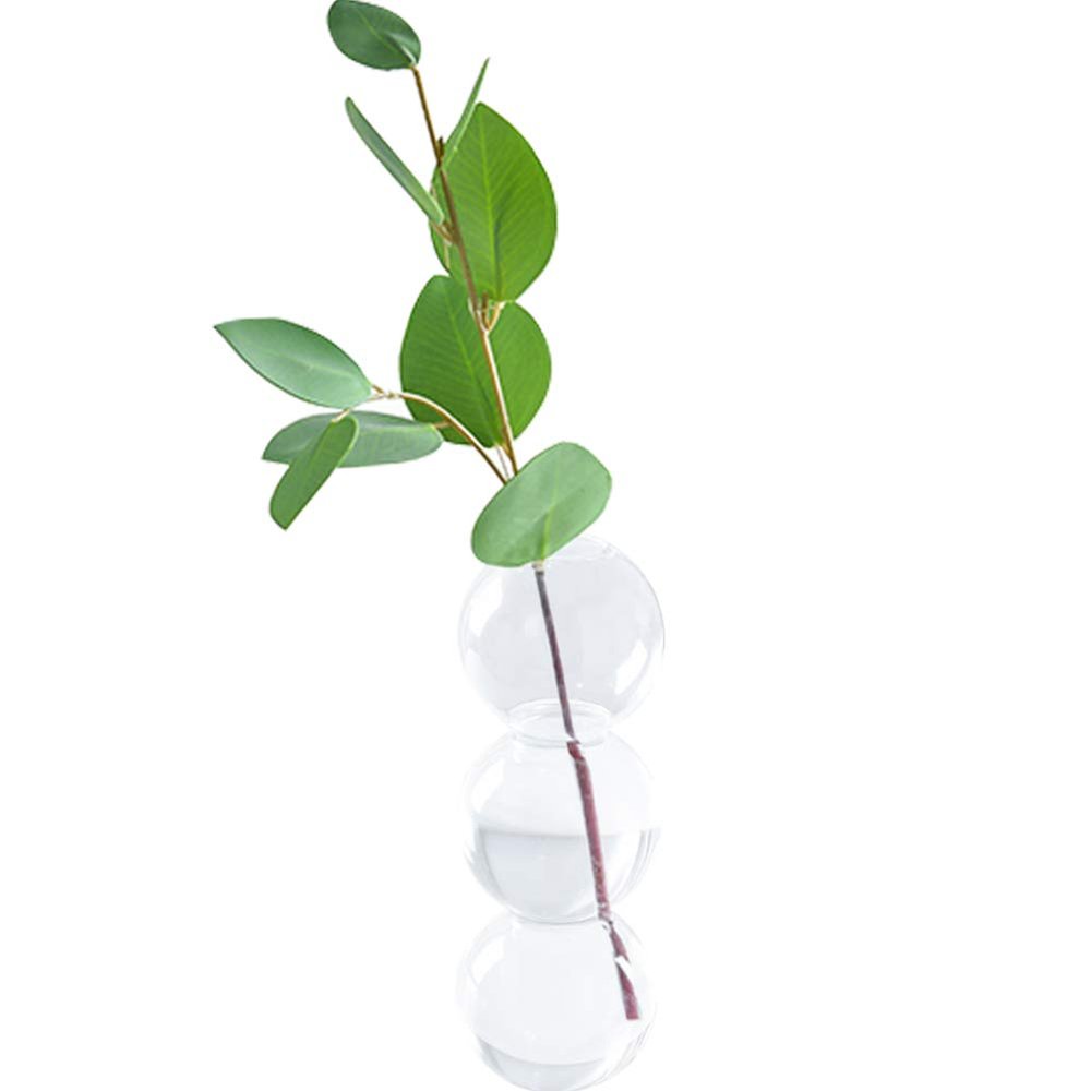 Pearlead Clear Glass Bubble Vase Centerpieces for Hydroponic Plants Cute Floral Vase for Home Decor 6.5 Inches White