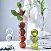 Pearlead Clear Glass Bubble Vase Centerpieces for Hydroponic Plants Cute Floral Vase for Home Decor 6.5 Inches White view 2