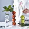 Pearlead Clear Glass Bubble Vase Centerpieces for Hydroponic Plants Cute Floral Vase for Home Decor 6.5 Inches White view 4