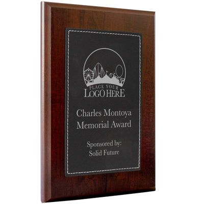 Personalized Faux-Leather Engraved Plaques and Awards. Great for Retirement, Thank You, Military Recognition, Special Achievements, Memorials, Sports, School, and Corporate (Black, 6 x 8")