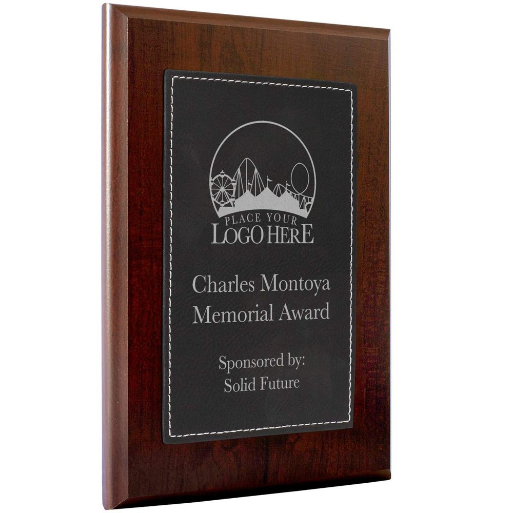 Personalized Faux-Leather Engraved Plaques and Awards. Great for Retirement, Thank You, Military Recognition, Special Achievements, Memorials, Sports, School, and Corporate (Black, 6 x 8")