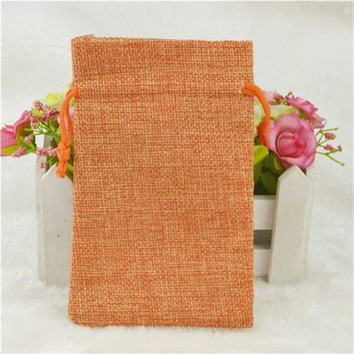DUO ER 1pc Linen Jute Drawstring Pouch Cotton Mix Color Packages for Packaging Gift Wedding Party Christmas Candy Bags (5 Size) (Color : Orange, Gift Bag Size : 15x20 cm)