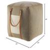LR Home Gray/Ivory/Brown Color Block Cotton Blend Ottoman Pouf for Home Decor | Hand-Made Farmhouse Foot Rest for Bedroom & Living Room Decor | 20 x 20 x 20 Stuffed Pouf for Seating view 2