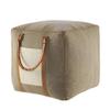 LR Home Gray/Ivory/Brown Color Block Cotton Blend Ottoman Pouf for Home Decor | Hand-Made Farmhouse Foot Rest for Bedroom & Living Room Decor | 20 x 20 x 20 Stuffed Pouf for Seating view 3
