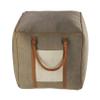 LR Home Gray/Ivory/Brown Color Block Cotton Blend Ottoman Pouf for Home Decor | Hand-Made Farmhouse Foot Rest for Bedroom & Living Room Decor | 20 x 20 x 20 Stuffed Pouf for Seating view 4
