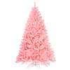 Goplus 6ft Unlit Pink Artificial Christmas Tree, Hinged Spruce Full Tree with Metal Stand, 100% New PVC Material, Xmas Tree for Indoor and Outdoor Decoration view 1