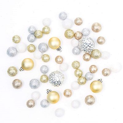 Darice Silver and Champagne Christmas Floral Filler Balls Pack of 54 Pieces