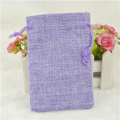 DUO ER 1pc Linen Jute Drawstring Pouch Cotton Mix Color Packages for Packaging Gift Wedding Party Christmas Candy Bags (5 Size) (Color : Light Purple, Gift Bag Size : 13x18 cm)