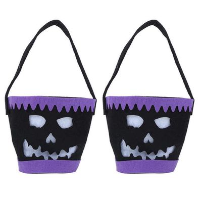 DUO ER Halloween Felt Sweet Candy Bags Trick or Treat Gift Bags Tote Bags with Handles Party Favors Shopping Basket Candy (Color : Black)