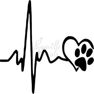 Roseville Decals Love Dog Paw Pet Lover EKG Heartbeat Vinyl Decal Sticker for Home Office Decor Vehicle Window Sign Size- [20 inch] / [50 cm] Wide Color- Matte Black