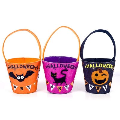 DUO ER Halloween Christmas Decoration Cloth Art Felt Children Candy Bags Trick or Treat Candy Hand Basket (Color : Style2 White)