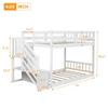 Mera Wood Twin Over Twin Floor bunk Bed with Ladder & Guardrails, Ladder with Storage (White) view 2