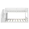 Mera Wood Twin Over Twin Floor bunk Bed with Ladder & Guardrails, Ladder with Storage (White) view 4