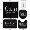 ArtSocket 4PC Funny Get Naked Shower Curtain Sets Bathroom Decor with Rugs, Non-Slip Rug,Toilet Lid Cover, Bath Mat and 12 Hooks 72x72 inches view 3