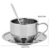Fdit Stainless Steel AntiScald Coffee Cup Set - Stainless Steel Coffee Latte Tea Cup with Saucer and Spoon view 2
