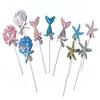 Mermaid, Seashell, and Seastar Resin Cake/Cupcake Toppers With Sparkles And Pearl Bows Decorations For Birthday parties, Pool Parties, Under The Sea Themed parties, Baby Showers, Bridal Showers, And More (Set of 10) view 1