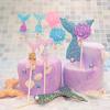 Mermaid, Seashell, and Seastar Resin Cake/Cupcake Toppers With Sparkles And Pearl Bows Decorations For Birthday parties, Pool Parties, Under The Sea Themed parties, Baby Showers, Bridal Showers, And More (Set of 10) view 3