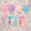 Mermaid, Seashell, and Seastar Resin Cake/Cupcake Toppers With Sparkles And Pearl Bows Decorations For Birthday parties, Pool Parties, Under The Sea Themed parties, Baby Showers, Bridal Showers, And More (Set of 10) view 4