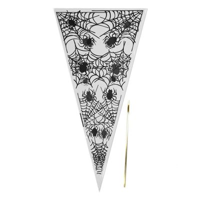 DUO ER 50pcs Halloween Cone Bags Pumpkin Bat Spider Triangle-Shape Candy Bags Favors Package Treat or Trick Candy Pocket (Color : Spider)